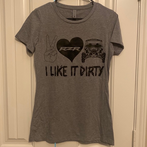 Next Level Apparel Tops - Medium women’s gray fitted I like it dirty t-shirt RZR